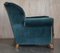 Art Deco Burr Walnut Sofa & Armchairs in Blue Velour Fabric, Set of 3 20