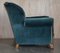 Art Deco Sofa & Sessel aus Wurzelholz mit blauem Veloursbezug, 3er Set 20