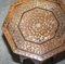 Small Antique Burmese Carved Hardwood & Brass Folding Side Table 6