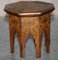 Small Antique Burmese Carved Hardwood & Brass Folding Side Table 7
