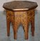 Small Antique Burmese Carved Hardwood & Brass Folding Side Table, Image 7