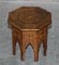 Petite Table d'Appoint Pliante Birmane Antique en Bois Sculpté et Laiton 3