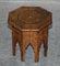 Small Antique Burmese Carved Hardwood & Brass Folding Side Table 3