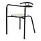 Moderner italienischer Mid-Century Stuhl aus weißem Leder & schwarzem Metall, 1980er 1