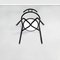 Moderner italienischer Mid-Century Stuhl aus weißem Leder & schwarzem Metall, 1980er 19