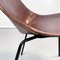 Moderner französischer Mid-Century Tonneau Stuhl aus braunem Leder & Metall von Pierre Guariche, 1950er 12