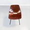 Mid-Century French Modern Tonneau Brown Leather & Metal Chair by Pierre Guariche, 1950s, Image 5