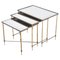 Hollywood Regency Brass and Glass Nesting Tables in the Style of Maison Jansen, Set of 3 1
