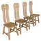 Brutalist Solid Oak Chairs from De Puyt, Belgium, 1970s, Set of 4 1