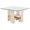 Travertine and Glass End Table by Willy Ballez, Belgium 1