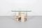 Travertine and Glass End Table by Willy Ballez, Belgium 2