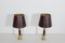 Large Leather and Brass Table Lamps from Maison Jansen, France, 1970s, Set of 2 2