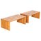 French Pine Wood Benches, 1960s, Set of 2, Image 1