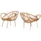 Mid-Century Modern Rattan and Metal Armchairs, 1960s, Set of 2 1