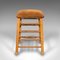Large Vintage English Pine Artists Stool With Suede Seat, 1960s 5