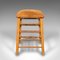 Large Vintage English Pine Artists Stool With Suede Seat, 1960s 4