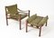 Mid-Century Swedish Rosewood & Green Leather Sirocco Safari Lounge Chair & Ottoman from Arne Norell AB, 1960s, Set of 2 24