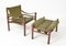 Mid-Century Swedish Rosewood & Green Leather Sirocco Safari Lounge Chair & Ottoman from Arne Norell AB, 1960s, Set of 2, Image 24