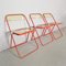 Red Plia Folding Chairs by Giancarlo Piretti for Anonima Castelli, 1970s, Set of 3 2
