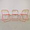 Chaises Pliantes Plia Rouges par Giancarlo Piretti pour Anonima Castelli, 1970s, Set de 3 3