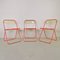 Red Plia Folding Chairs by Giancarlo Piretti for Anonima Castelli, 1970s, Set of 3 3