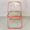 Red Plia Folding Chairs by Giancarlo Piretti for Anonima Castelli, 1970s, Set of 3 5