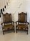 Große antike viktorianische Sessel aus geschnitztem Nussholz & Leder, 2er Set 1