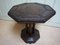 Octagonal French Art Deco Brown Leather Studded Bistro or Side Table 1