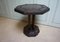 Octagonal French Art Deco Brown Leather Studded Bistro or Side Table 2