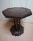 Octagonal French Art Deco Brown Leather Studded Bistro or Side Table 3