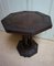 Octagonal French Art Deco Brown Leather Studded Bistro or Side Table 4