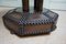 Octagonal French Art Deco Brown Leather Studded Bistro or Side Table 11
