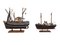 Wooden Trawler Boat Models, Set of 2 1