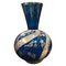 Vase Art Déco en Argent et Verre Bleu, Italie, 1940s 1