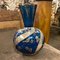 Vase Art Déco en Argent et Verre Bleu, Italie, 1940s 6