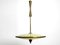 Mid-Century Italian Brass Ceiling Lamp with Double Glass Lampshade 1