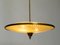 Italienische Mid-Century Messing Deckenlampe mit doppeltem Glasschirm 16