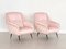 Italienische Mid-Century Armlehnstühle aus rosa Samt mit Messingspitzen, 1950er, 2er Set 2
