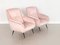 Fauteuils Mid-Century en Velours Rose avec Embouts en Laiton, Italie, 1950s, Set de 2 5