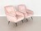 Italienische Mid-Century Armlehnstühle aus rosa Samt mit Messingspitzen, 1950er, 2er Set 5