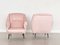 Italienische Mid-Century Armlehnstühle aus rosa Samt mit Messingspitzen, 1950er, 2er Set 10