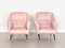 Italienische Mid-Century Armlehnstühle aus rosa Samt mit Messingspitzen, 1950er, 2er Set 12
