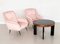 Italienische Mid-Century Armlehnstühle aus rosa Samt mit Messingspitzen, 1950er, 2er Set 4