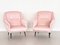 Italienische Mid-Century Armlehnstühle aus rosa Samt mit Messingspitzen, 1950er, 2er Set 1