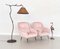 Poltrone Mid-Century in velluto rosa con punte in ottone, Italia, anni '50, set di 2, Immagine 13