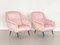 Fauteuils Mid-Century en Velours Rose avec Embouts en Laiton, Italie, 1950s, Set de 2 14