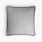 Grey with Grey Fringes Happy Linen Pillow by LO DECOR for Lorenza Briola 1