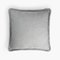 Grey with Grey Fringes Happy Linen Pillow by LO DECOR for Lorenza Briola, Image 1