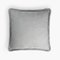 White with Grey Fringes Happy Linen Pillow by LO DECOR for Lorenza Briola, Image 4