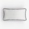 White with Grey Fringes Happy Linen Pillow by LO DECOR for Lorenza Briola 1